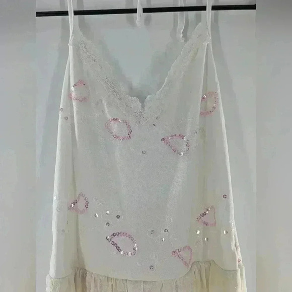 Y2K Women's Size Medium Soulmates Made In The USA white Sequin Halter Top - Picture 5 of 11